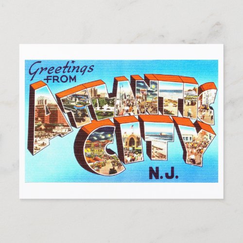 Vintage Greetings from Atlantic City New Jersey Postcard