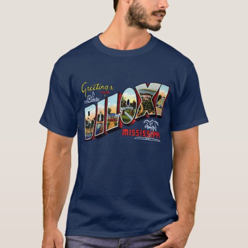 Vintage Greetings From Biloxi Mississippi Travel T_Shirt