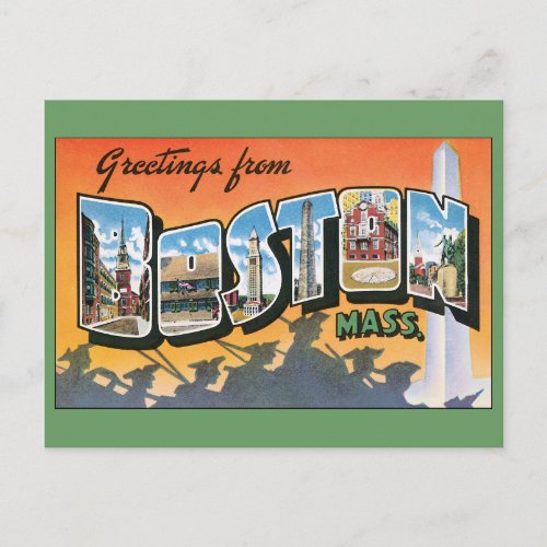 Vintage Greetings from Boston Change of Address Announcement Postcard