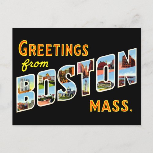 Vintage Greetings From Boston Travel Postcard
