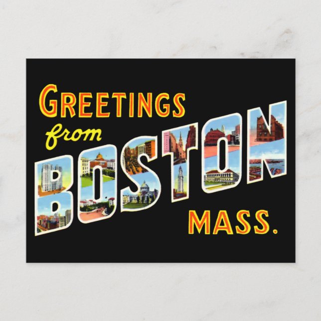 Vintage Greetings From Boston Travel Postcard (Front)