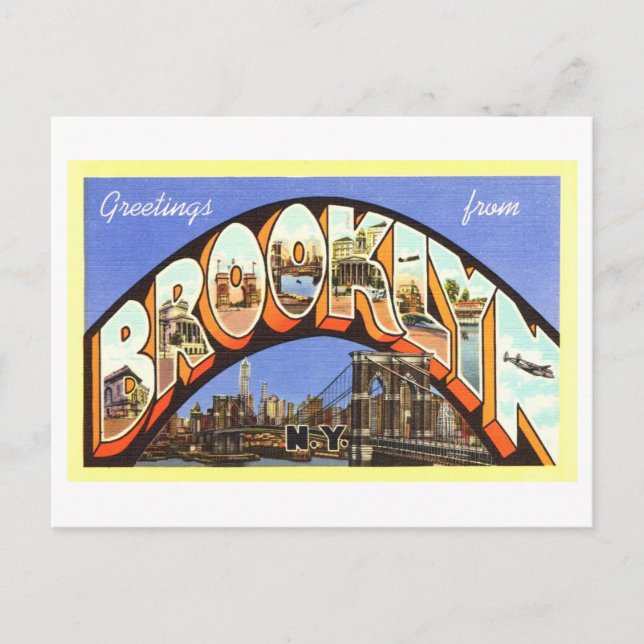 Vintage Greetings from Brooklyn, New York Postcard (Front)