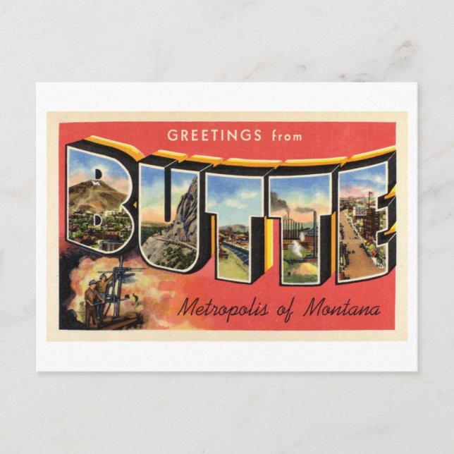 Vintage Greetings from Butte, Montana Postcard (Front)