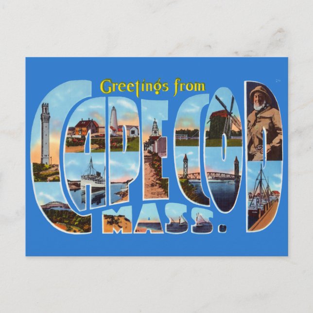 Vintage Greetings From Cape Cod Travel Postcard (Front)