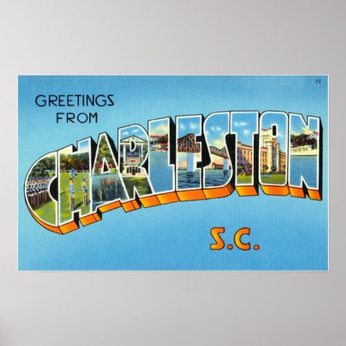 Vintage Greetings from Charleston South Carolina Poster