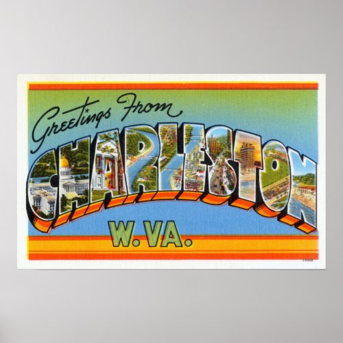 Vintage Greetings from Charleston West Virginia Poster