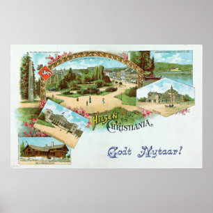 Vintage Greetings from Christiania Oslo Norway Poster