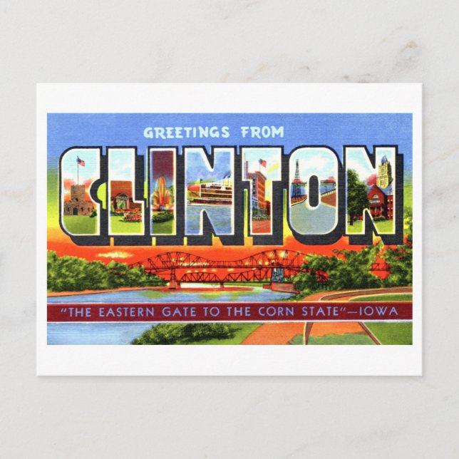 Vintage Greetings from Clinton, Iowa, Postcard (Front)