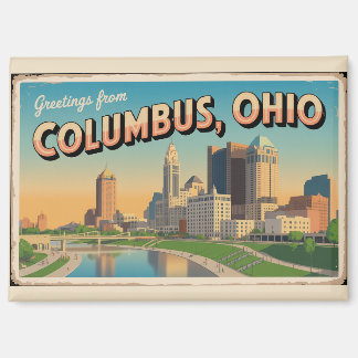 Vintage Greetings from Columbus Ohio Postcard Magnet