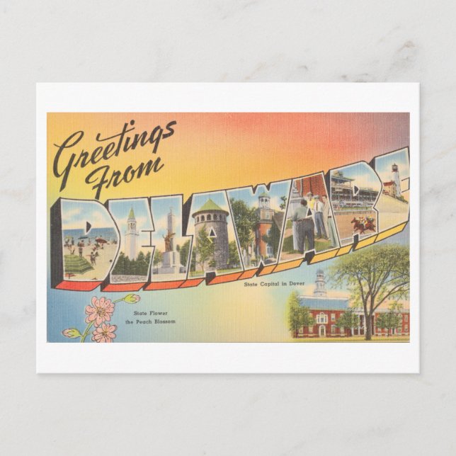 Vintage Greetings from Delaware Postcard (Front)