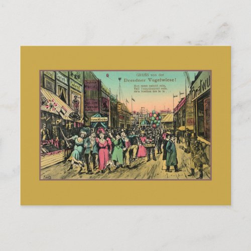 Vintage greetings from Dresden fair and folk fest Postcard