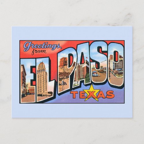 Vintage greetings from El Paso Texas Postcard