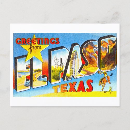 Vintage Greetings from El Paso Texas Postcard