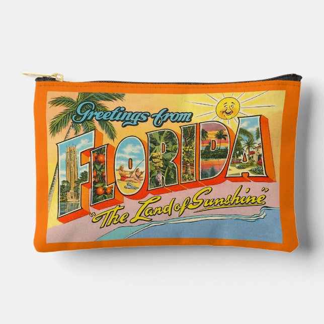 Vintage Greetings from Florida Accessory Pouch (Front)
