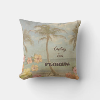 Vintage Greetings from Florida (customizable) Throw Pillow