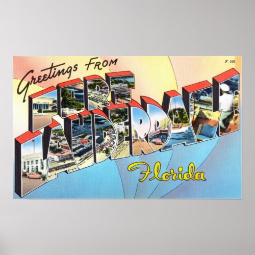 Vintage Greetings from Fort Lauderdale Florida Pos Poster