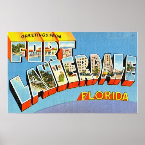 Vintage Greetings from Fort Lauderdale Florida Poster