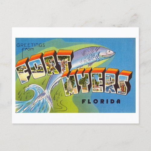 Vintage Greetings from Fort Myers Florida Postcard