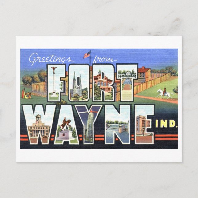 Vintage Greetings from Fort Wayne, Indiana Postcard (Front)