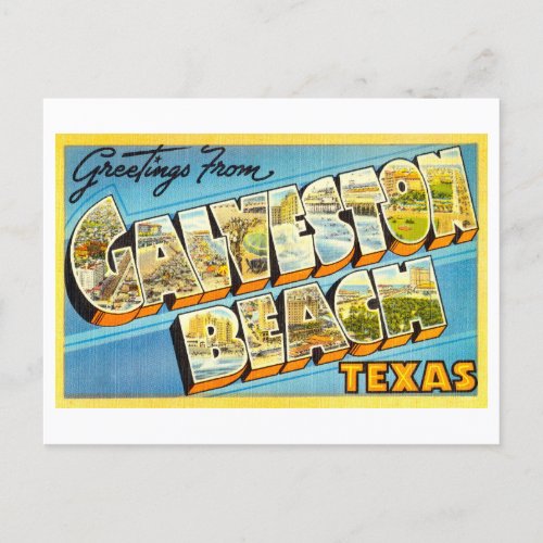 Vintage Greetings from Galveston Beach Texas Postcard
