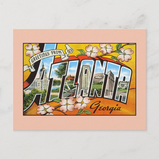 Vintage greetings from Georgia Atlanta Postcard (Front)