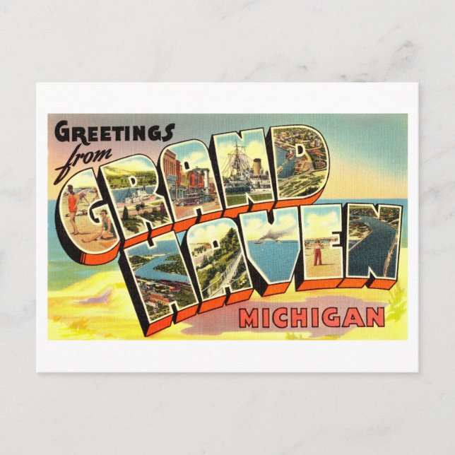 Vintage Greetings from Grand Haven, Michigan Postcard (Front)