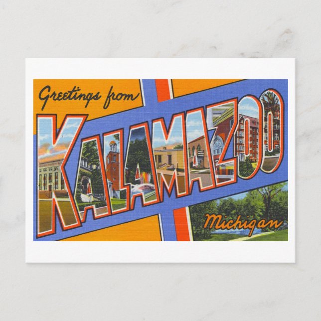 Vintage Greetings from Kalamazoo, Michigan Postcard (Front)