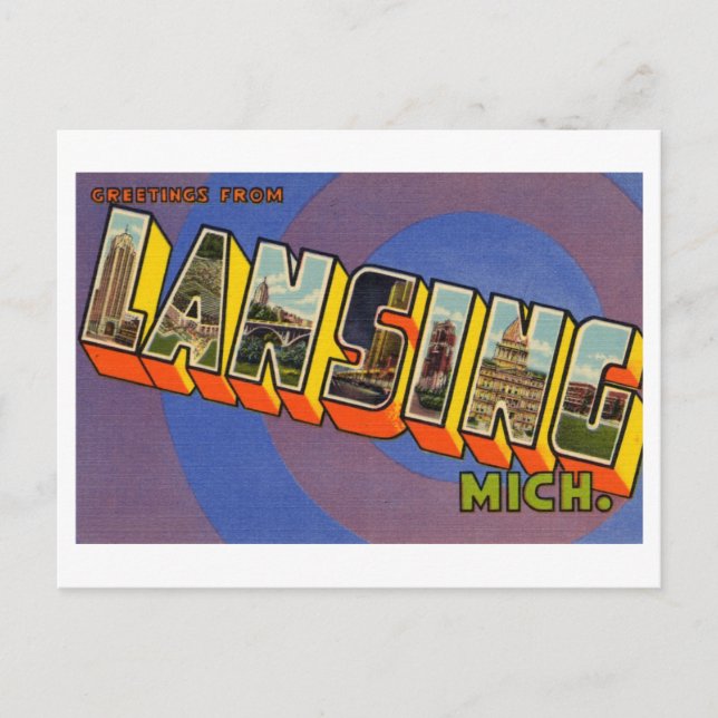 Vintage Greetings from Lansing, Michigan Postcard (Front)