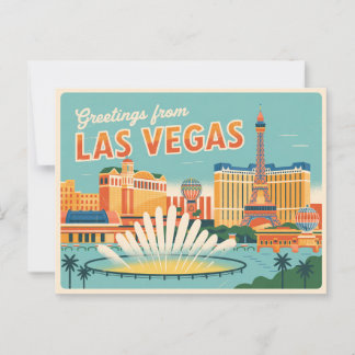 Vintage Greetings from Las Vegas Classic Retro Postcard