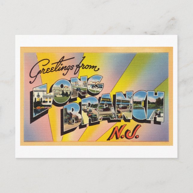 Vintage Greetings from Long Branch, New Jersey Postcard (Front)