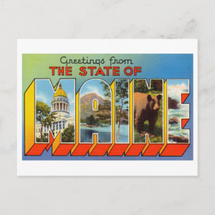 Vintage Greetings from Maine Postcard