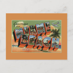 Vintage greetings from Miami Beach high resolution Postcard