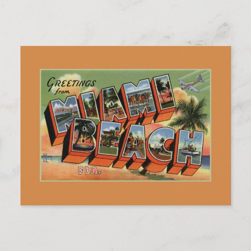 Vintage greetings from Miami Beach high resolution Postcard