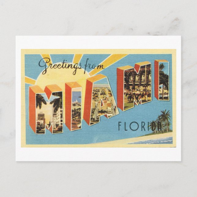 Vintage Greetings from Miami, Florida Postcard (Front)