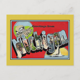 Vintage Greetings From Michigan Postcard