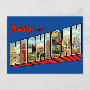 Vintage Greetings From Michigan Travel Postcard