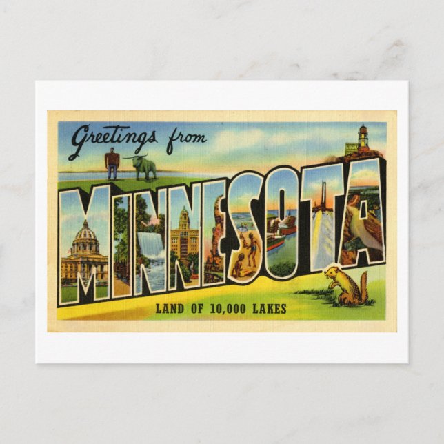 Vintage Greetings from Minnesota Postcard (Front)