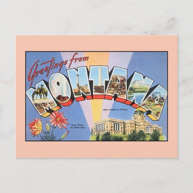 Vintage greetings from Montana Postcard (Front)