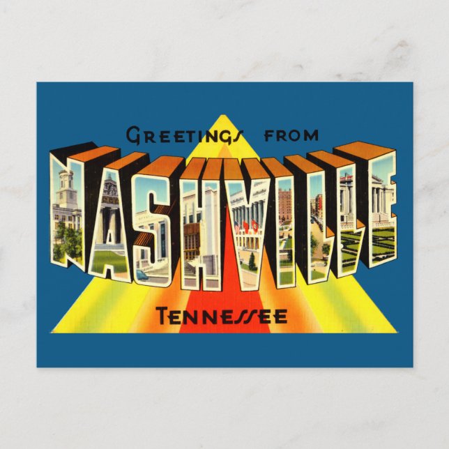 Vintage Greetings From Nashville Travel Postcard (Front)