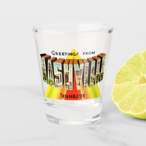 Vintage Greetings From Nashville Travel Shot Glass