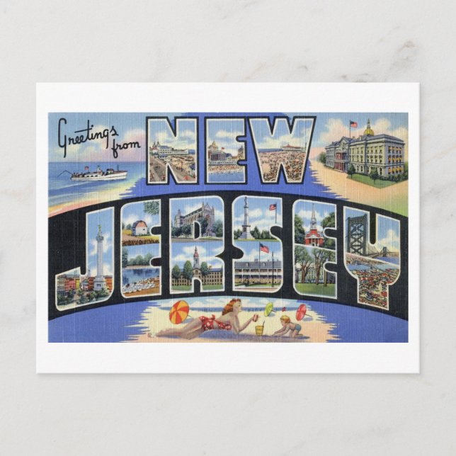 Vintage Greetings from New Jersey Postcard (Front)