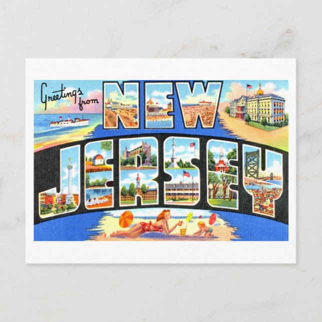 Vintage Greetings from New Jersey Postcard (Front)