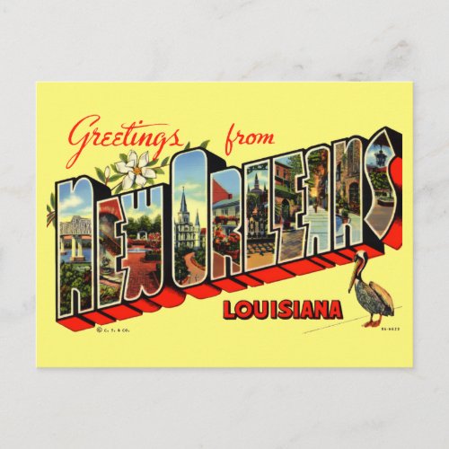 Vintage Greetings From New Orleans Travel Postcard