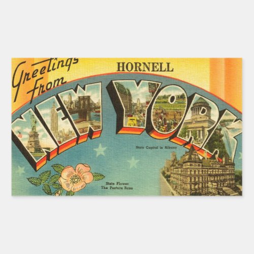 Vintage Greetings from New York Rectangular Sticker