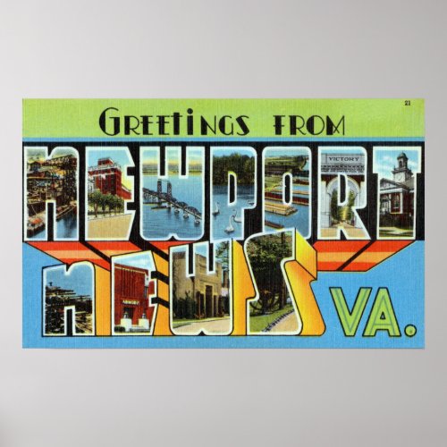 Vintage Greetings from Newport News Virginia Poster