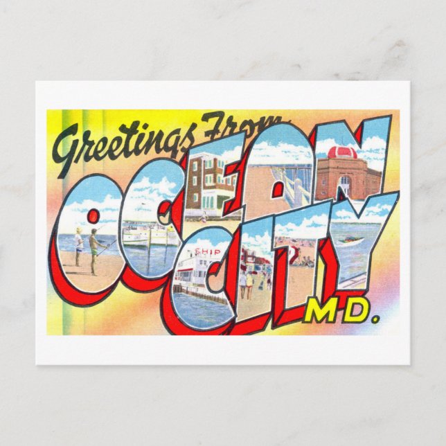 Vintage Greetings from Ocean City, Maryland, Postcard (Front)
