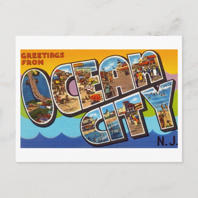 Vintage Greetings from Ocean City, New Jersey Postcard (Front)