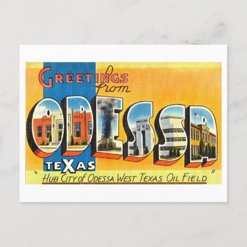 Vintage Greetings from Odessa Texas Postcard