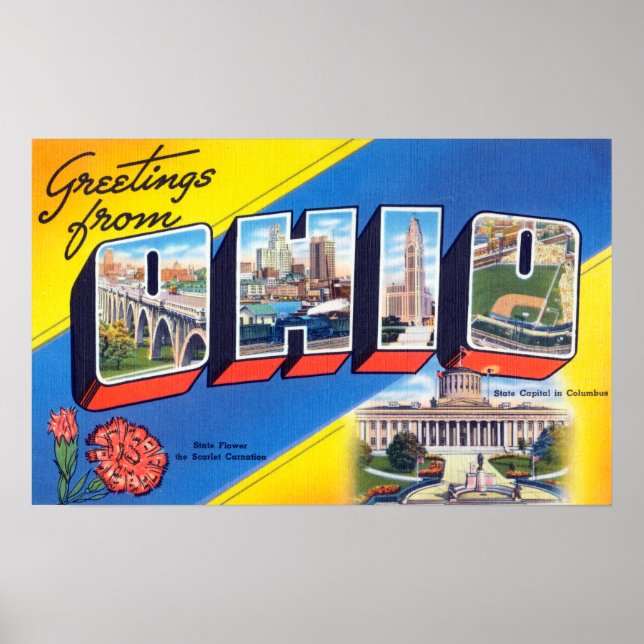 Vintage Greetings From Ohio Travel Poster (Front)