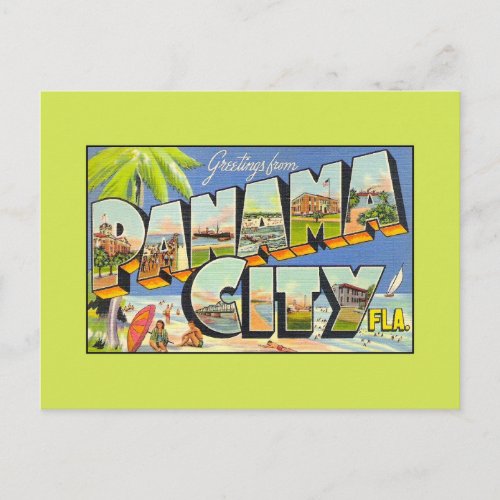 Vintage greetings from Panama City FLA Postcard